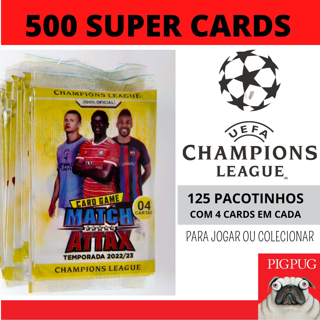 100 cards CHAMPIONS LEAGUE 2024 = 25 pacotes fechados