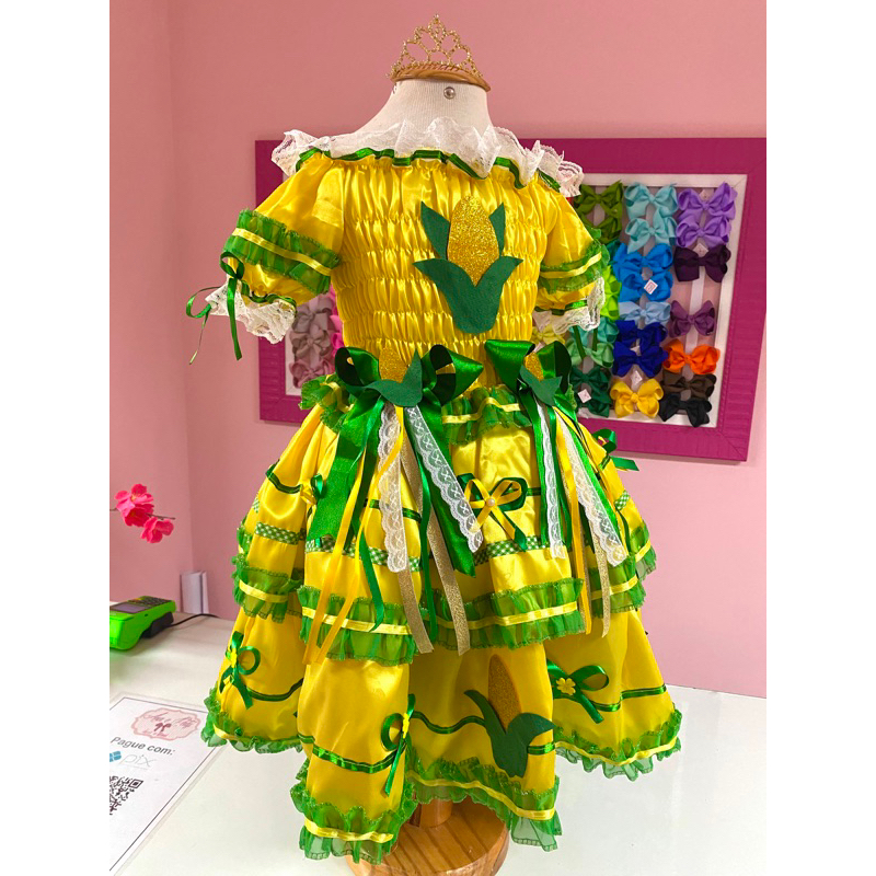 vestido junino rainha do milho caipira fantasia rainha do milho ...