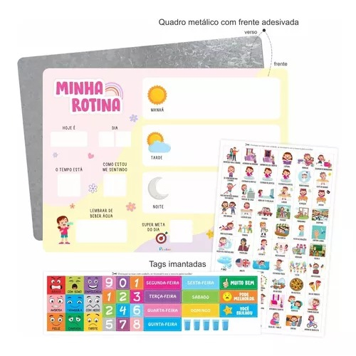 Quadro Minha Rotina Diária Educativo Infantil Feito Em Chapa Metálica