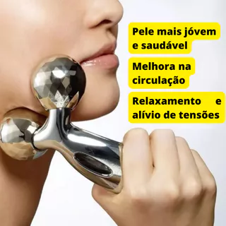 Massageador Facial e Corporal de Rosto Portatil Estimula Circulação 3D Roller de Pástico Resistente
