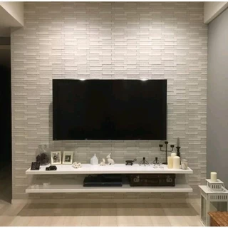 Rack suspensa para Tv ate 55 pol Prateleira suspensa MDF Branco bancada moderna