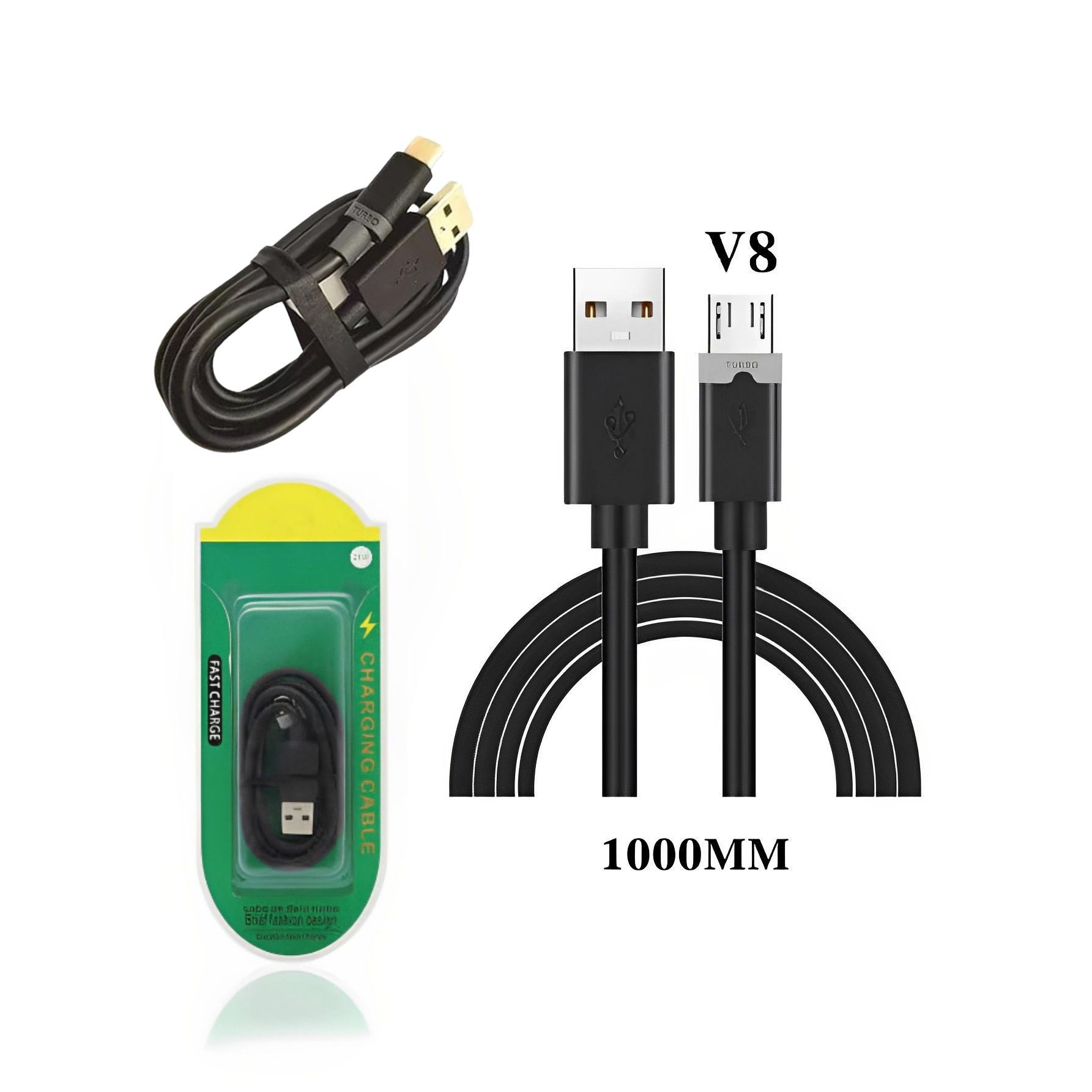 Kit 10 Cabos USB Turbo Para Celular V8 e Tipo C Atacado - Cabo de Dados Micro