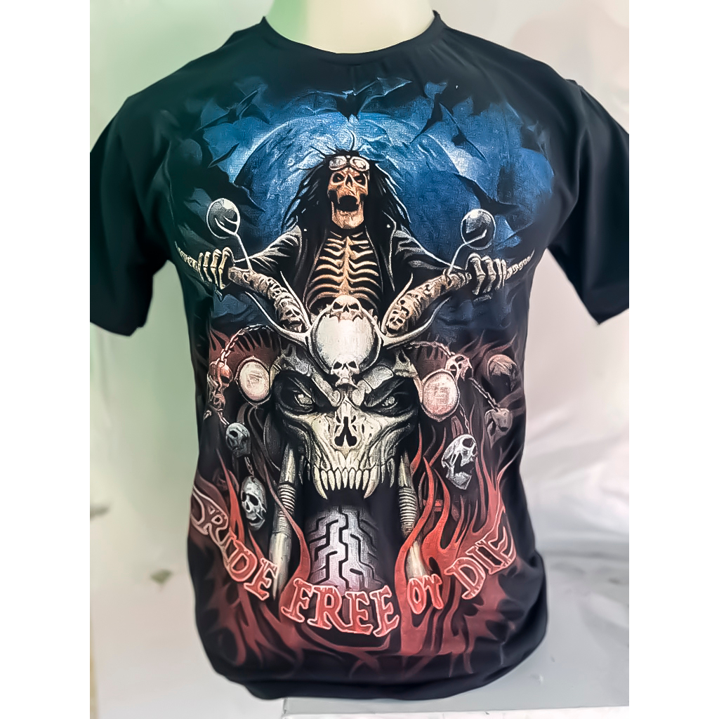 CAMISETA MOTO CAVEIRA MOTOR RIDE FREE OR DIE 100 ALGODÃO Shopee Brasil