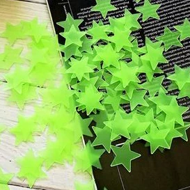 100 Peças Estrela De Cinco Pontas Que Brilham No Escuro Adesivo De Parede Luminosa Fluorescente Verde Pvc