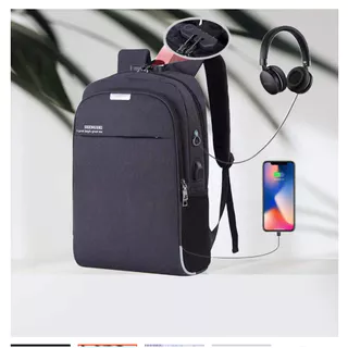 Mochila notebook Anti furto e Anti-roupo com Cadeado e Entrada Fone de ouvido e USB