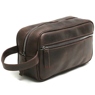Necessaire Masculina De Couro Legítimo Organizador Viagem Executiva Mala De Zíper Qualidade Premium