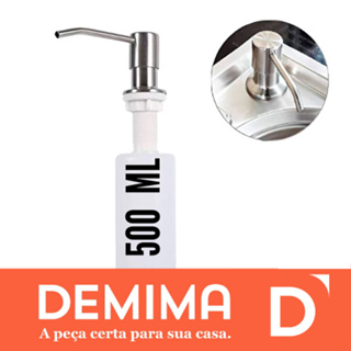 Dispenser Detergente/Dosador Inox Porta Sabonete Liquido Embutir 500 ML - Demima