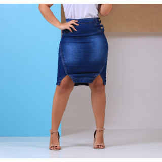 Saia jeans midi rodada evangélica, moda evangélica, moda feminina, moda  secretária - R$ 129.99, cor Azul (cintura alta, com botões) #105706, compre  agora