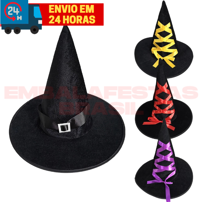 CHAPÉU FANTASIA BRUXA HALLOWEEN PREMIUM - NIPONCOSPLAY