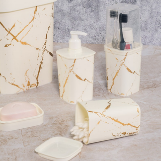 Kit Lavabo Banheiro Mármore Branco Plasutil Decoração