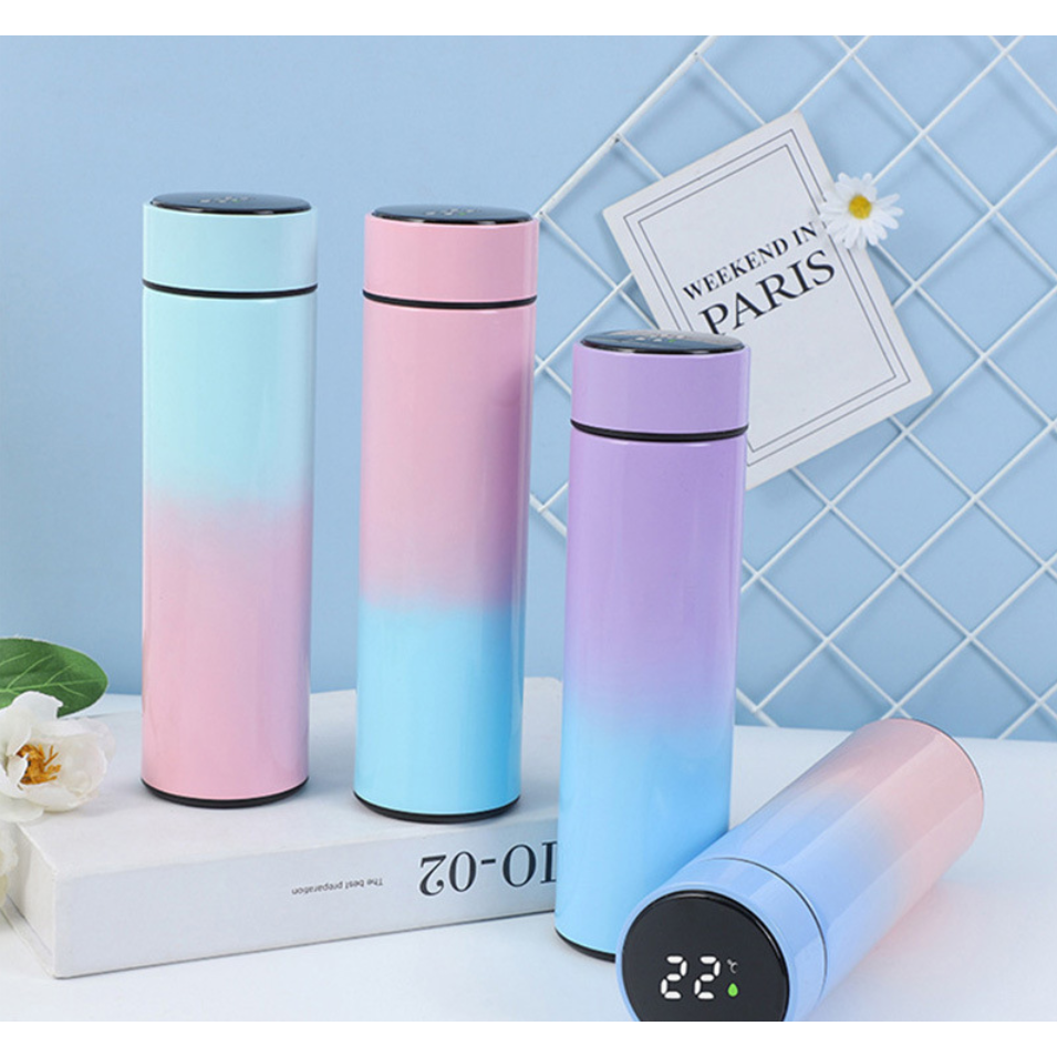 Garrafa Inteligente Térmica 500ml Display Digital Led Medidor Temperatura Aço Inoxidável