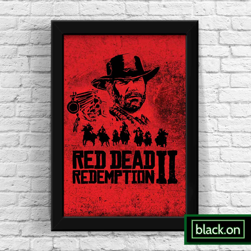 Quadro decorativo com moldura e vidro Red Dead Redemption 2 mapa geek  pôster