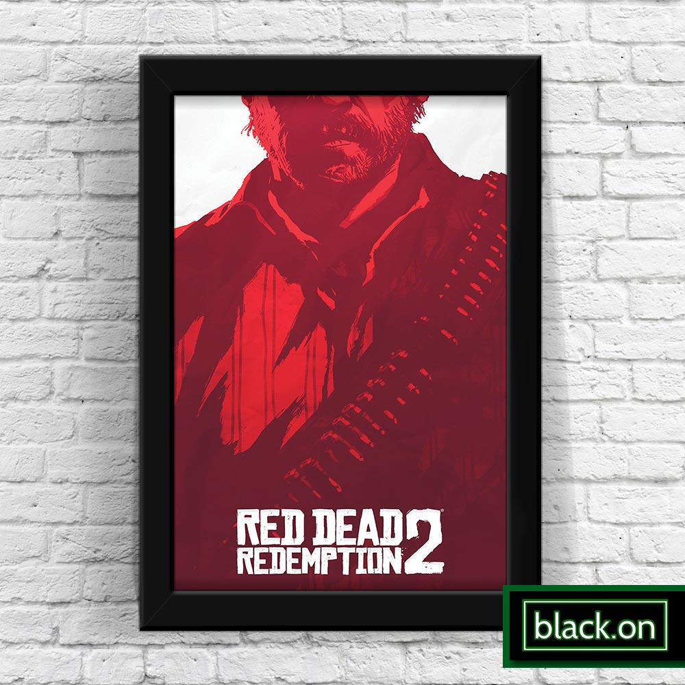 Quadro decorativo com moldura e vidro Red Dead Redemption 2 mapa geek  pôster