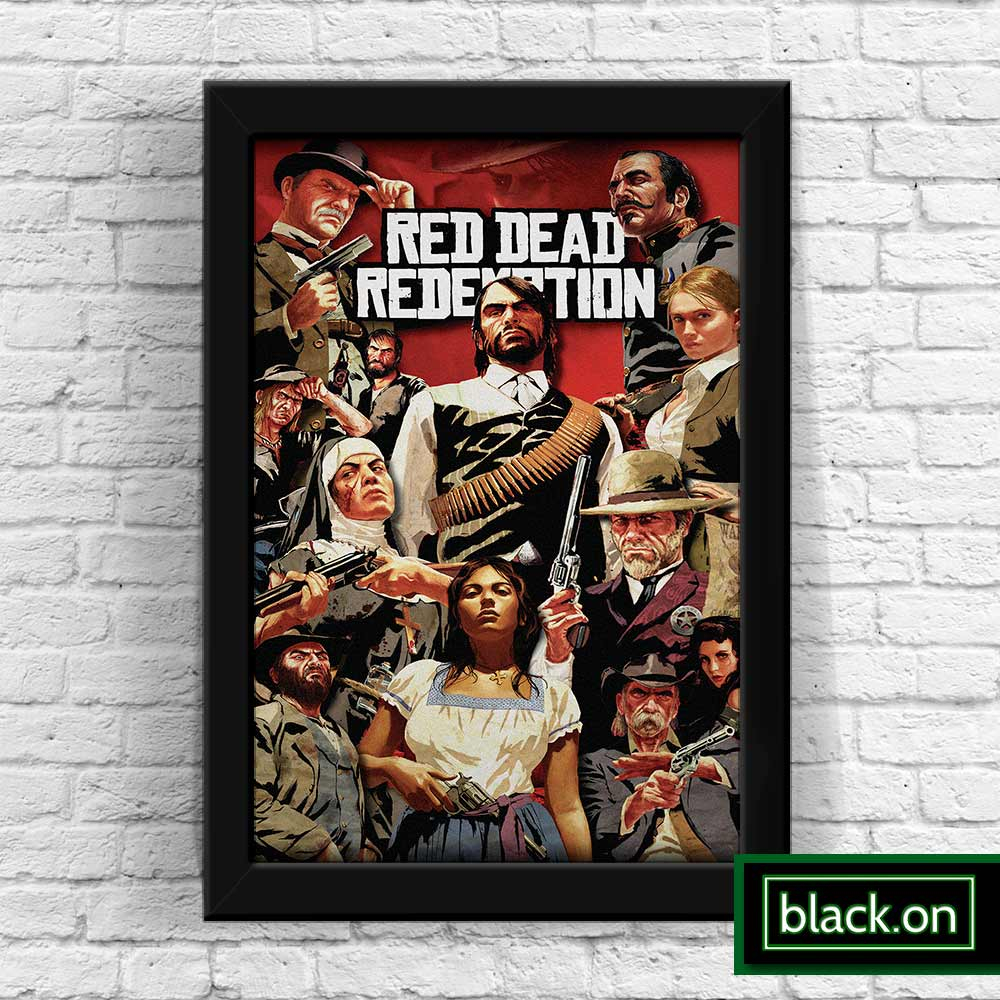 Quadro Com Moldura Poster Decorativo Game Geek Jogo Red Dead