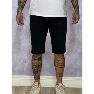 Bermuda Jeans Masculina Preta Casual Básica Tendência Tradicional