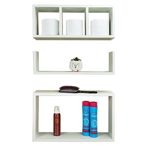 Kit Banheiro Nicho Organizador 3 Prateleira Mdf Branco