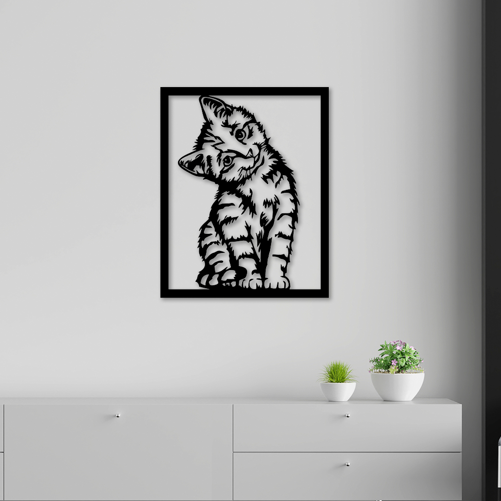 Quadro Decorativo Vazado Em Mdf 3mm Gato 35x28 Shopee Brasil 9769