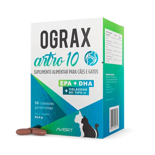Suplemento Ograx Artro 10 Para Cães e Gatos 30 cápsulas