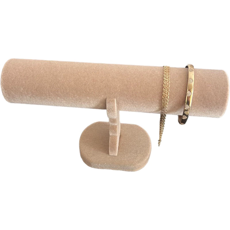 Suporte Expositor de Joias Pulseira Bracelete e Relógios - Organizador Simples - Veludo Bege