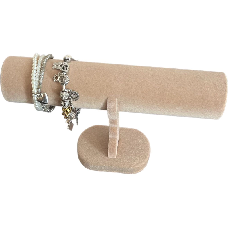 Suporte Expositor de Joias Pulseira Bracelete e Relógios - Organizador Simples - Veludo Bege — foto 2 de 4