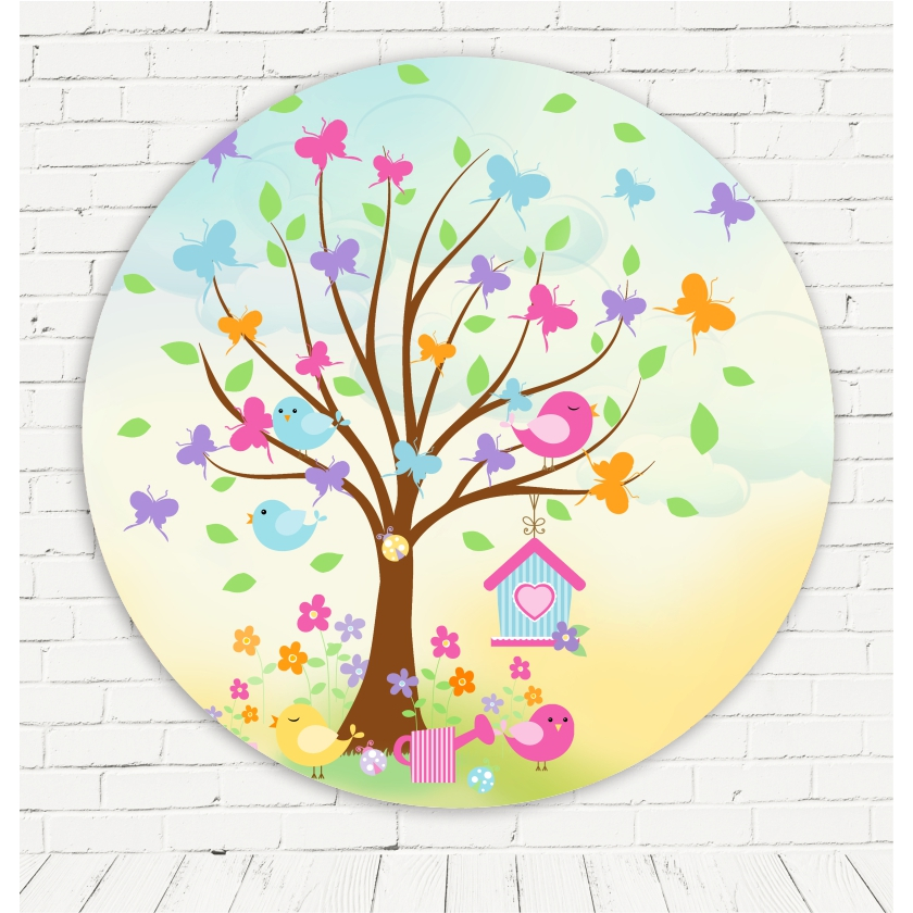 Painel Sublimado Redondo festa Jardim 1,50 com elástico