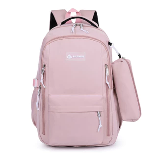 Mochila Escolar Com Estojo De Grande Capacidade Para Estudante Feminina Nylon Impermeavel Multineos