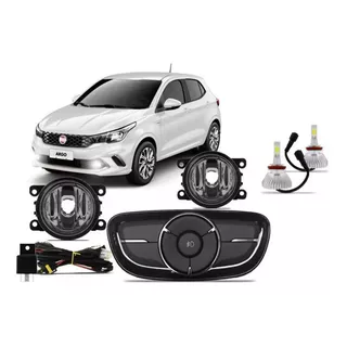 Kit Farol De Milha Fiat Argo Botão Original + Super Led 2019 2020 2021 2022 2023