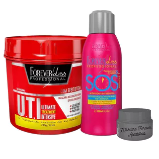 Kit Reconstrução Profunda Capilar - SOS + UTI Forever Liss + Creminho Foreverliss 40g