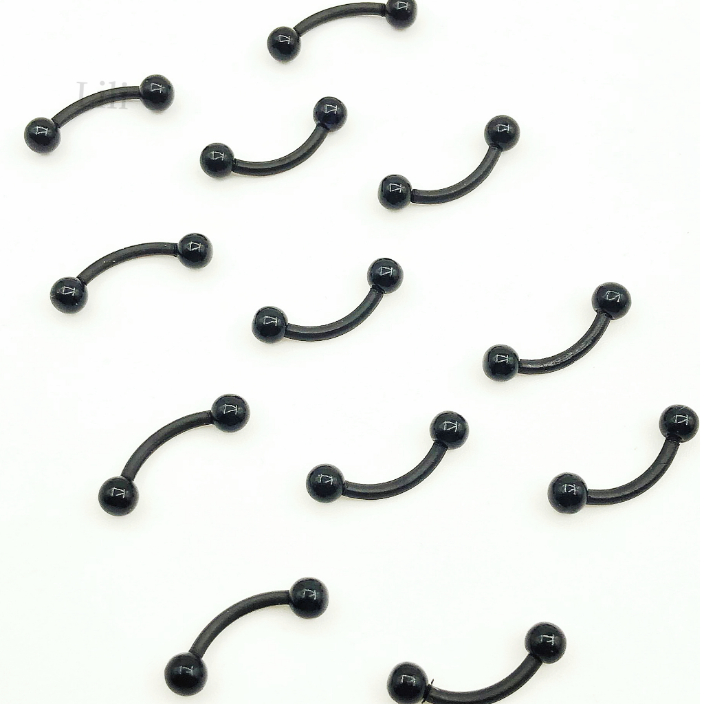 Piercing Bananinha para Sobrancelhas, Rock em aço Cirúrgico PVD Black/Preto  - 1 Peça