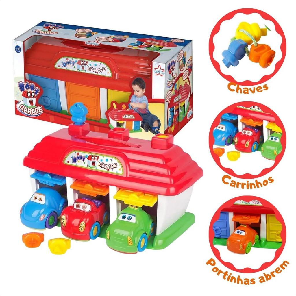 Brinquedos Para bebes 1 2 3 Anos Carros E Garagem - Big Star - Kit