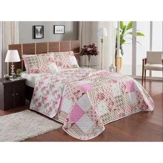 KIT COLCHA Cobre Leito Dupla Face 3 Peças Casal Padrão Matelado CORES VARIADAS