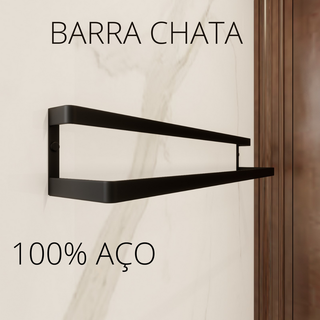 Suporte Para Toalhas Duplo Toalheiro Preto Fosco 60cm Banheiro