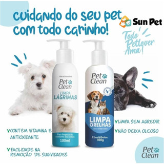 Kit Limpador de Lagrimas e Limpador de Orelha Combo Pet Cães e Gatos