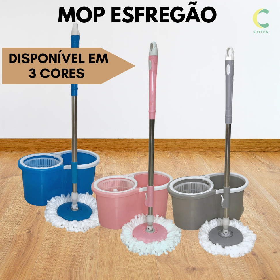 Comprar MOP Giratório Balde Rodo Limpeza Centrífuga Spin Esfregão Absorve  360 - a partir de R$42,76 - Comercial JP