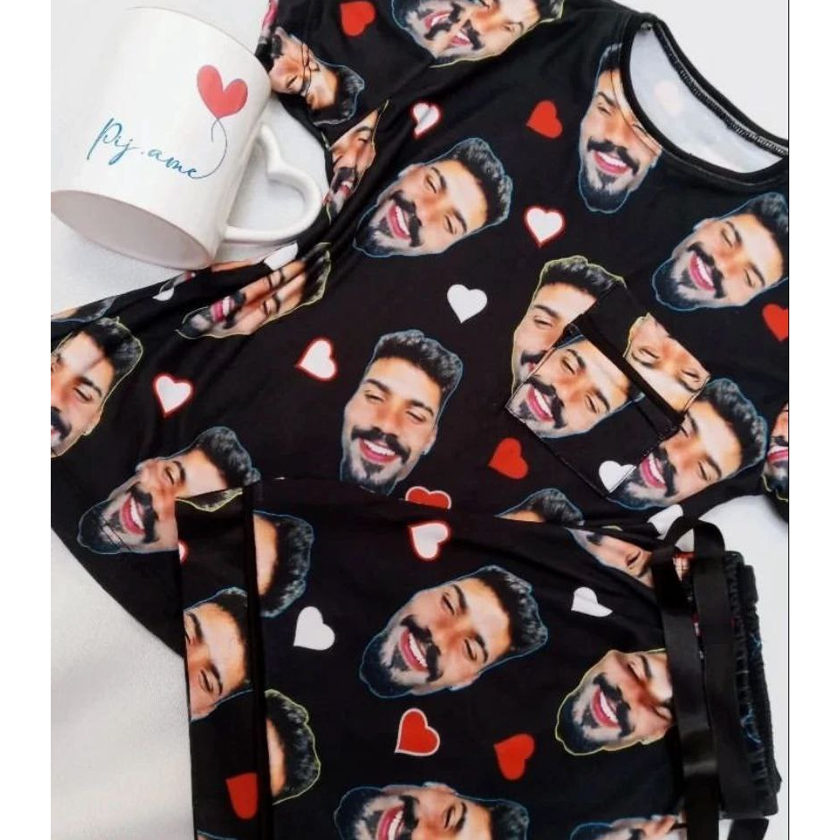 Pijama Tradicional com foto personalizado. (Adulto)