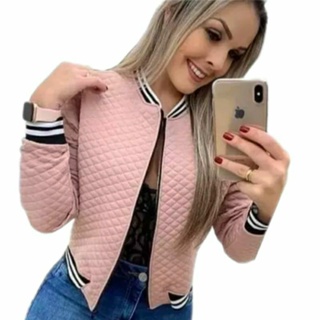 Casaco Bomber Feminino Jaqueta com Zíper.