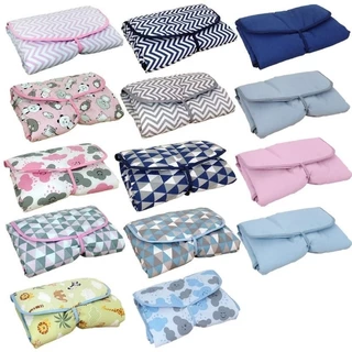 Trocador de Fralda Portátil Para Bebê Impermeável e Dobrável 100% Algodão Com Bolso - Menino ou Menina