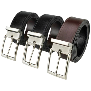 Kit 3 Cintos Masculino Social Dupla Face Couro Sintético
