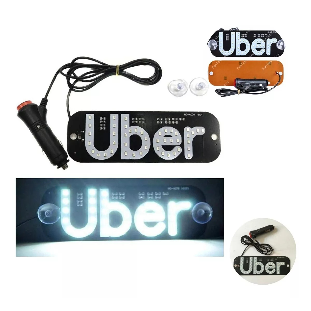 Placa UBER Painel Luminoso 12v Led 2 Ventosas Com Cabo USB | Shopee Brasil