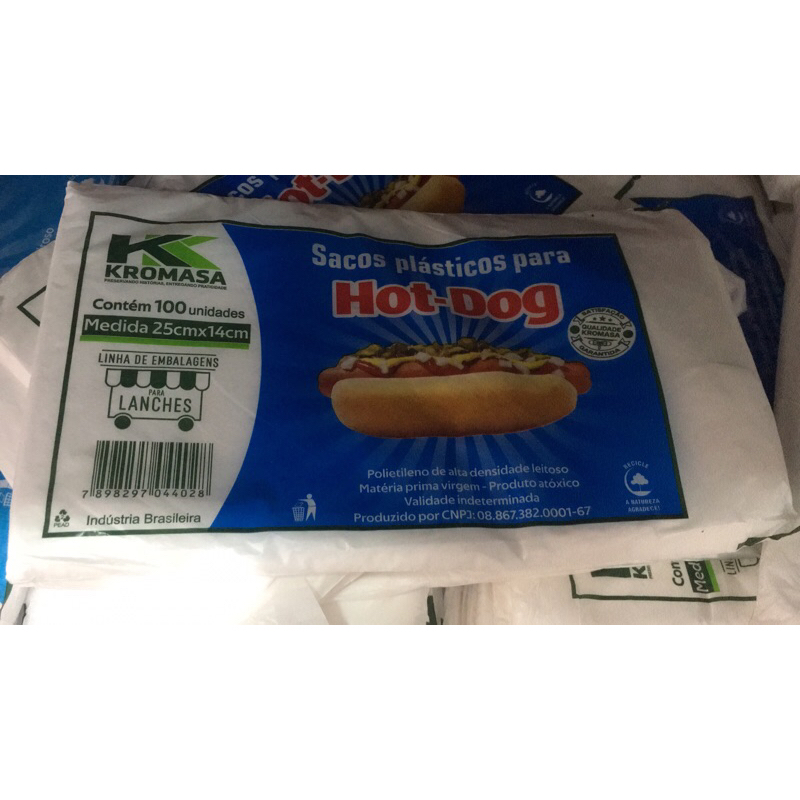 Cachorro Quente / Hot Dog Saco Branco Com 100 Unidades