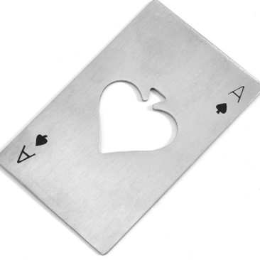 1 Abridor De Garrafas Aço Inox Poker Carta Abridor Promoção
