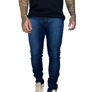 Calça Jeans Masculina Denim Basic Délavé Com Lycra Puídos