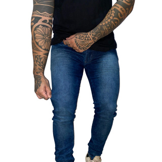 Calça Jeans Masculina Tradicional Skinny Básica Tendência Com Lycra