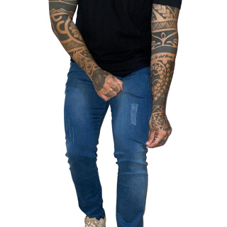Calça Jeans Casual Skinny Masculino Básica Azul Tendência