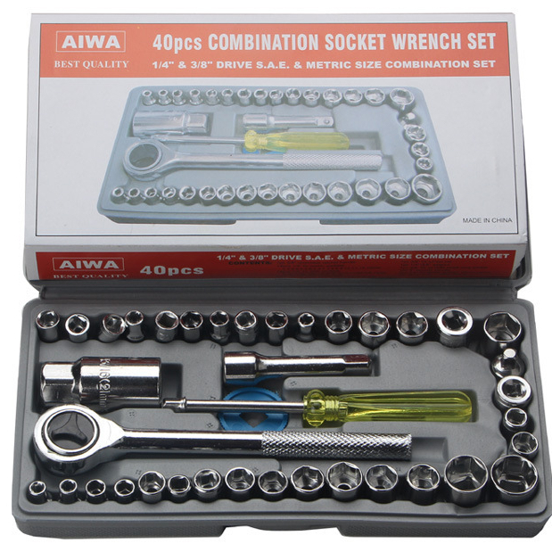 Jogo De Soquete Chave Catraca Reversível 1/4 - 40 Peças Resistente à Pressão Resistente à Abrasão