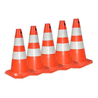 Kit 5 Cones Sinalização Segurança Trânsito Pvc 50cm