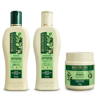 Kit Jaborandi Shampoo, Condicionador, Banho de Creme Bio Extratus 250 mL - Antiqueda e Crescimento
