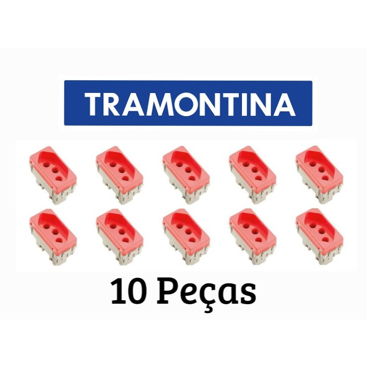 Kit 10 Módulos Tomada Vermelha 20A Tramontina