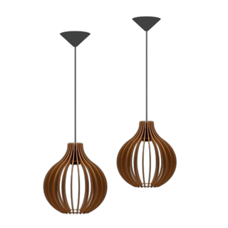 Kit 2 Pendente Lustre Coquinho 30 CM Para Sala E Área Gourmet MDF Vazado