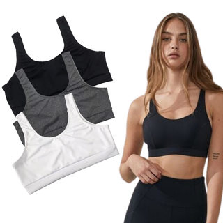 Kit com 3 Top Fitness Regata Feminino para academia Boa Sustentação